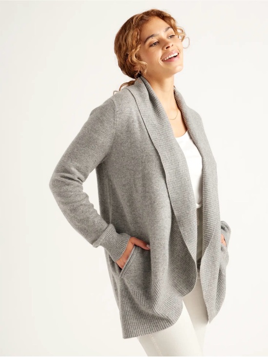 Quince Sweaters - Mongolian Spring Cashmere Open Cardigan Sweater - Size Large